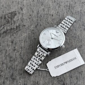 🔥 Emporio Armani Silver Tone Chronograph – Diamond Studded Edition 🔥