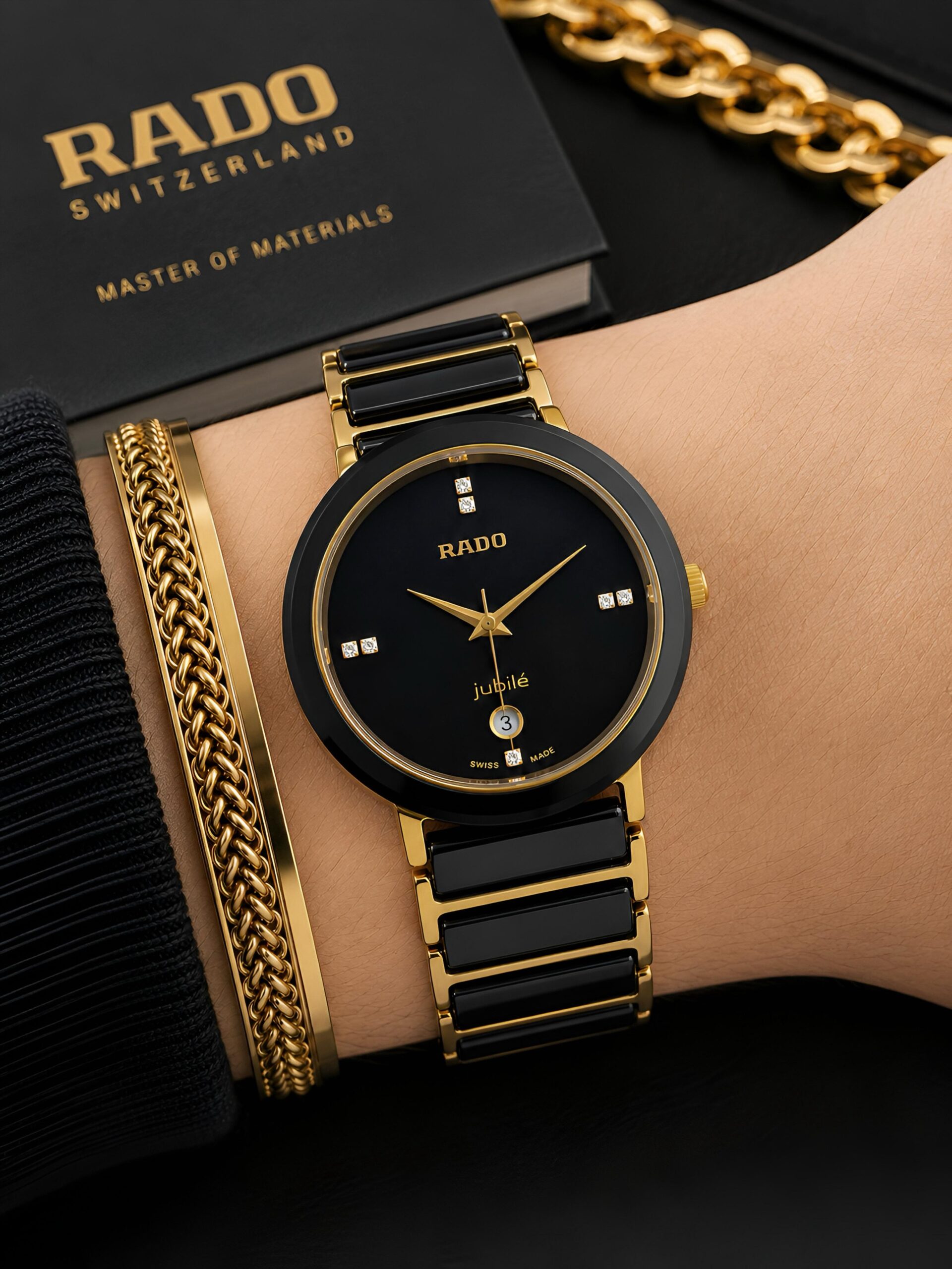 🔥 Rado Jubilé Black Ceramic Gold Edition – Luxury Men's Watch 🔥 - Image 2