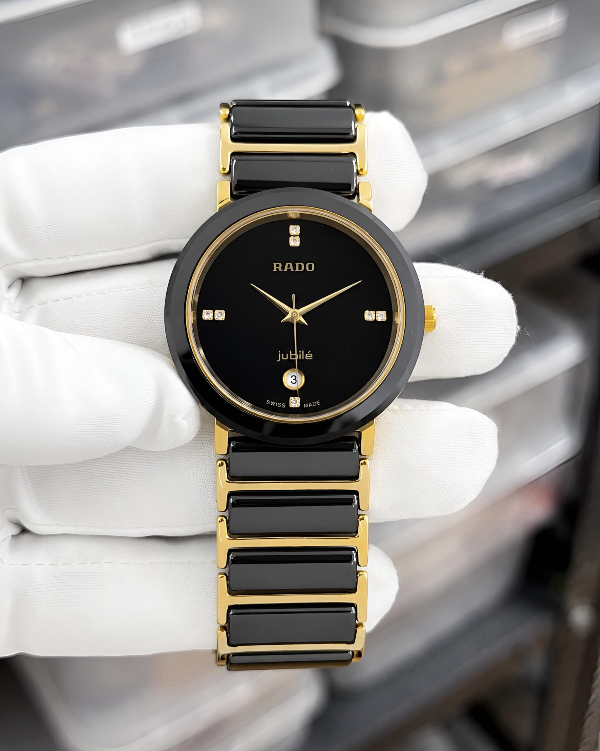 🔥 Rado Jubilé Black Ceramic Gold Edition – Luxury Men's Watch 🔥